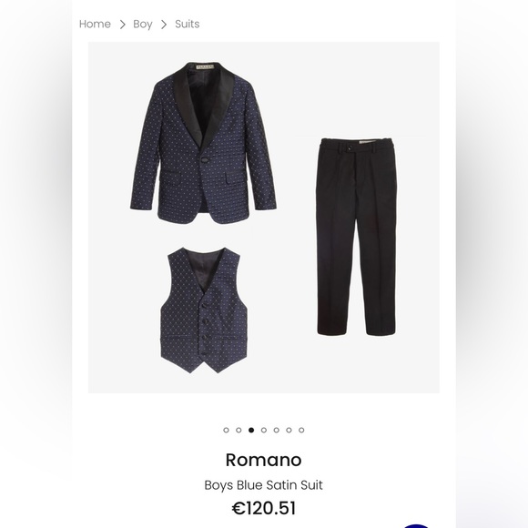 Boys Blue and Black Satin Suit - Size 7 - Picture 4 of 6